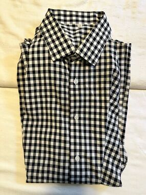 Black & White Gingham Button-Up Shirt